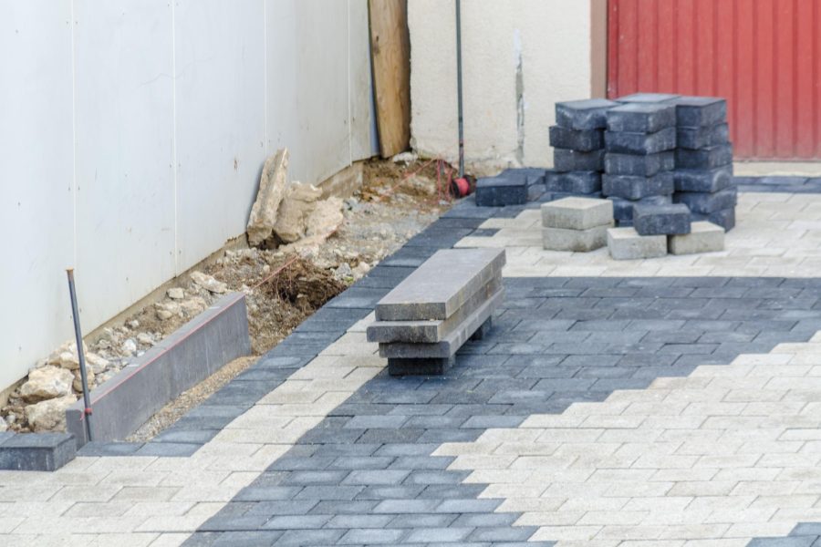 black and white concrete bricks on the floor